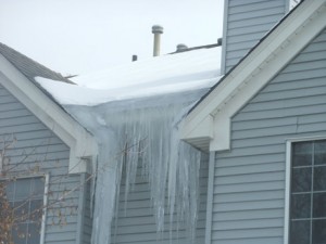 Ice dam build-up in Minneapolis, MN